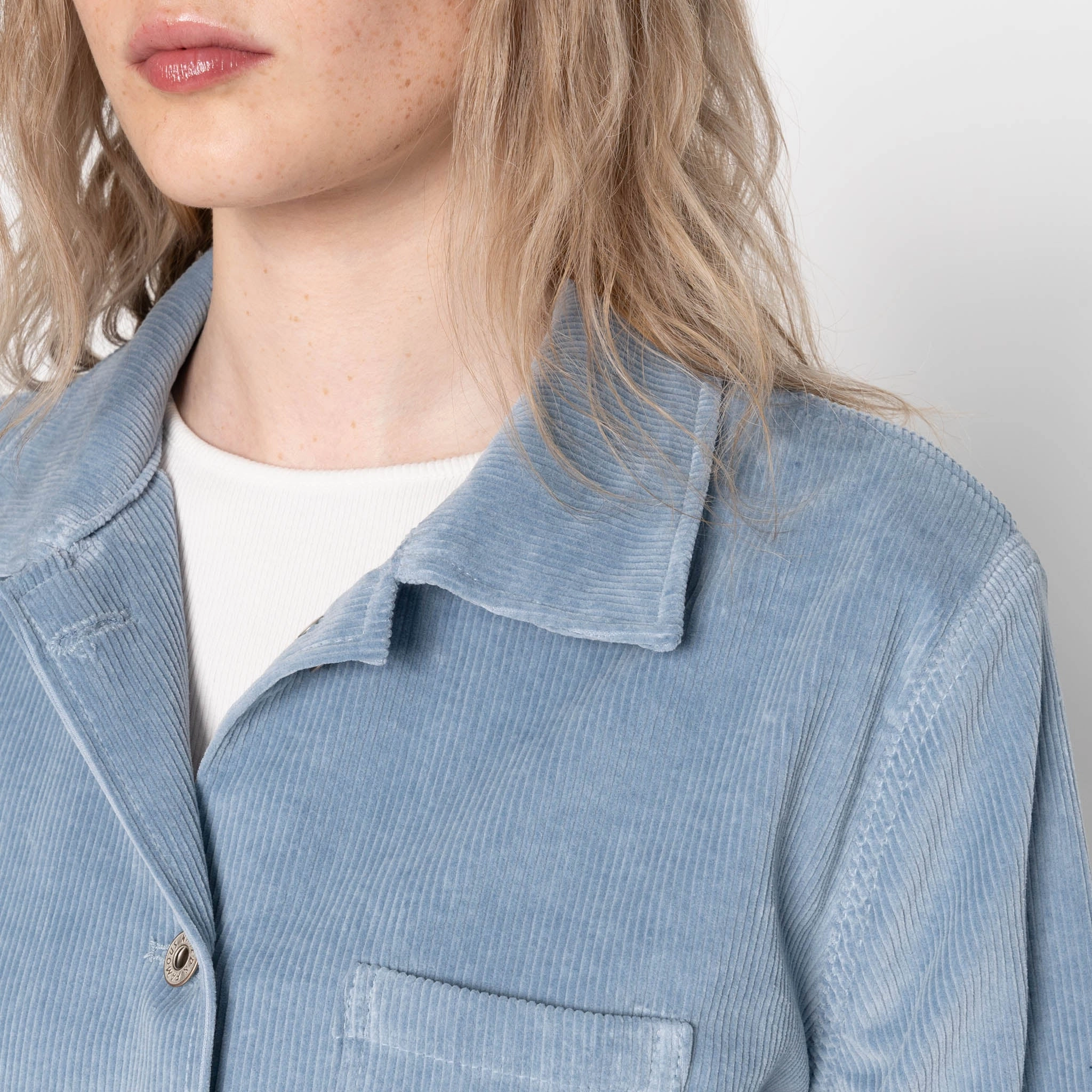 Gracie - Organic Faded Corduroy - Pale Indigo Insulated Lining