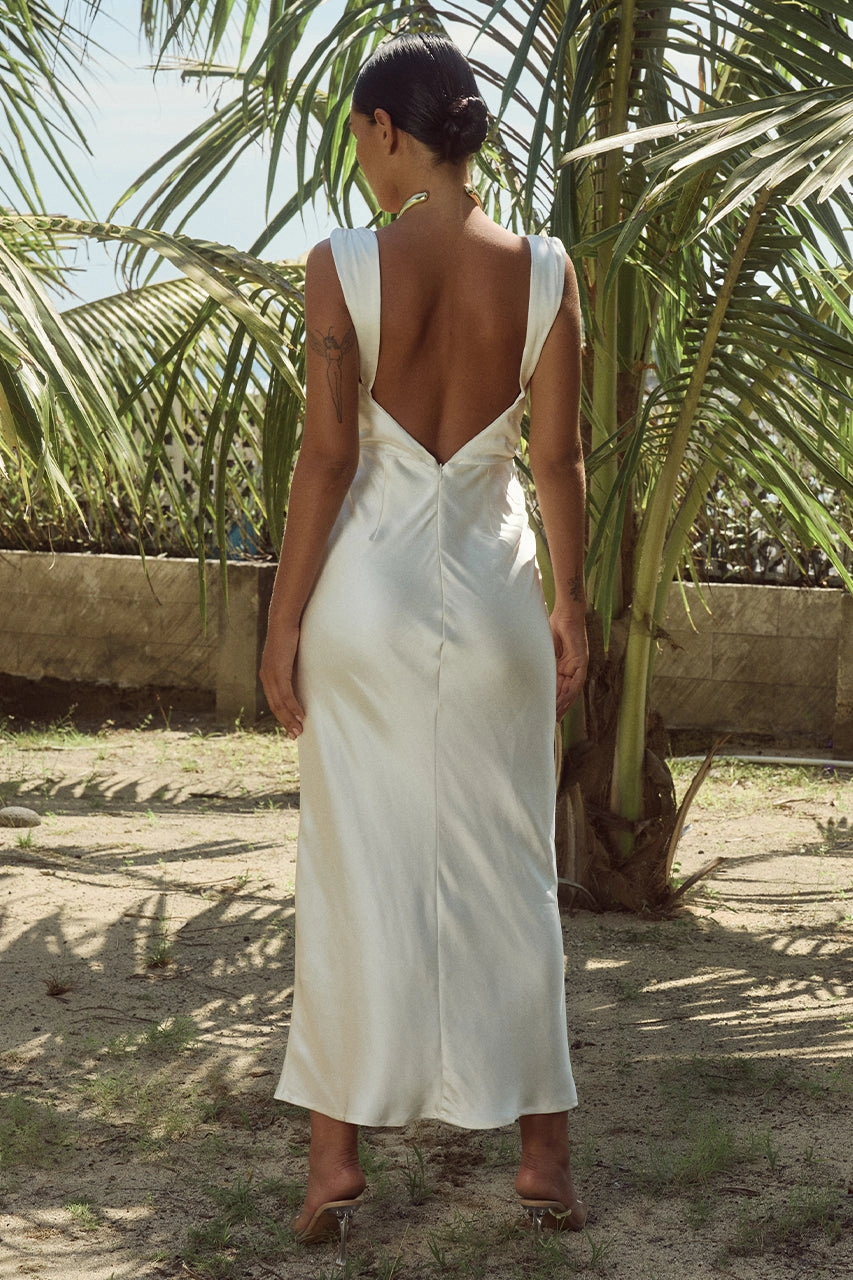 Havanna Midi Dress - Ivory Warm-Layer