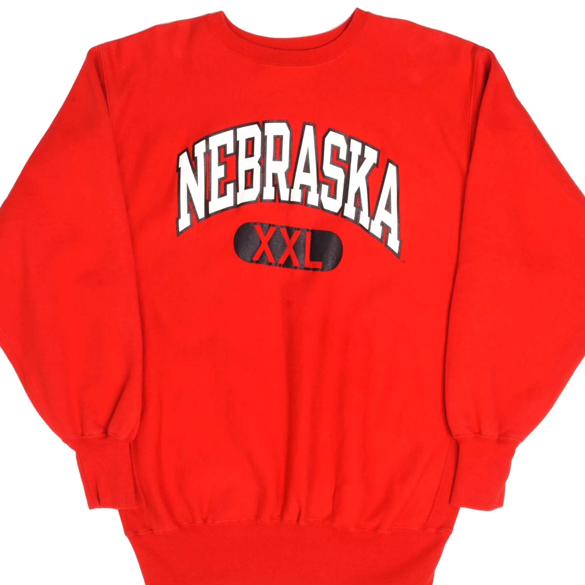VINTAGE REVERSE WEAVE CHAMPION NEBRASKA RED SWEATSHIRT 1990S 2XL MADE USA Lounge Comfort nautical print