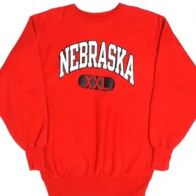 VINTAGE REVERSE WEAVE CHAMPION NEBRASKA RED SWEATSHIRT 1990S 2XL MADE USA Lounge Comfort nautical print