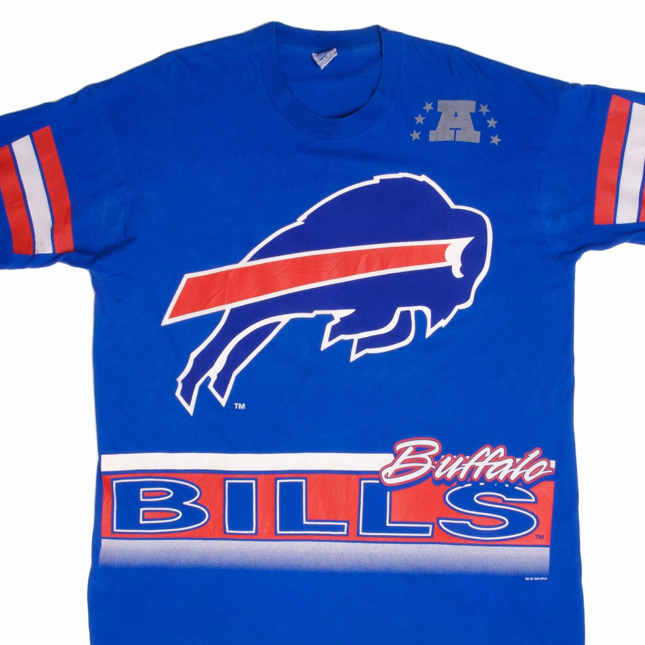 VINTAGE ALL OVER PRINT NFL BUFFALO BILLS TEE SHIRT 1994 SIZE XL MADE IN USA Holiday Wear Embroidered