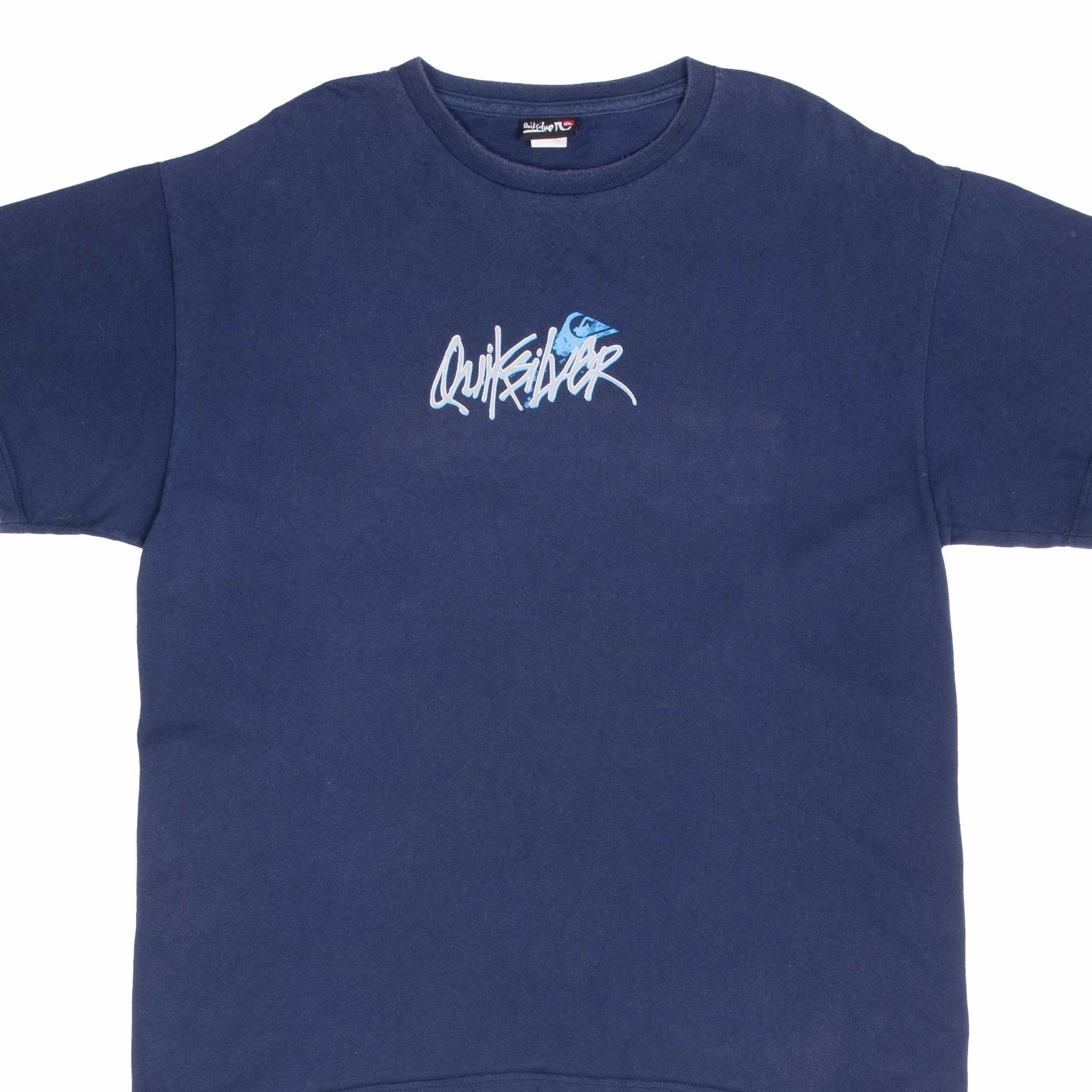 VINTAGE QUICKSILVER BLUE SURF TEE SHIRT 2000S LARGE Cozy Stretch Fit