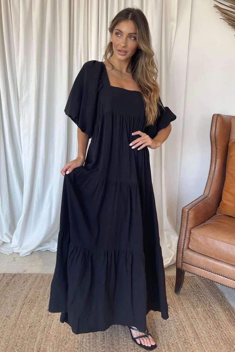 Adeline Dress - Black Sleeveless Cut Cotton Skin