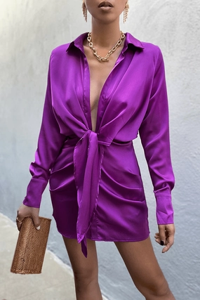 Aja Mini Dress - Violet Dropped-Waist Comfy Style