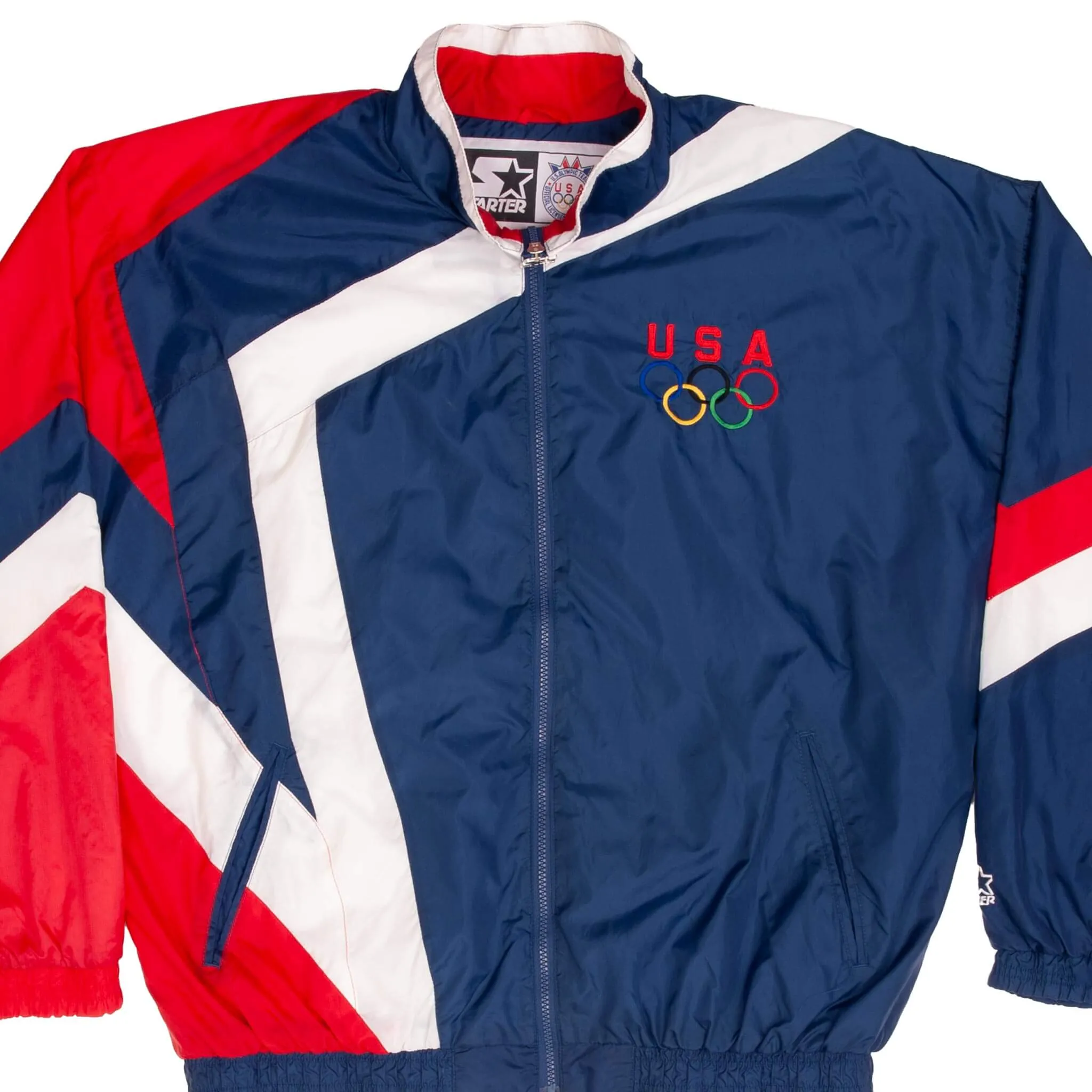 VINTAGE TEAM USA 1990S OLYMPICS STARTER WINDBREAKER JACKET SIZE XL Trail Use WeightDispersing Padding