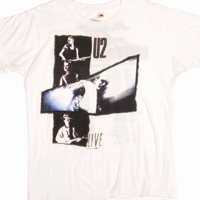 VINTAGE U2 LIVE TEE SHIRT 1987 SIZE LARGE MADE IN USA slim fit