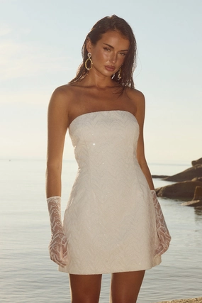 Carleti Mini Dress - Ivory Quiet Mood Sharp Design