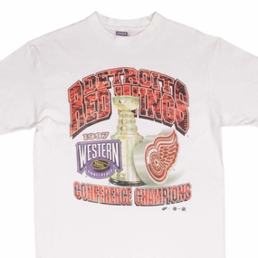 Fashionable Wear certified VINTAGE NHL DETROIT RED WINGS WESTERN CHAMPIONS 1997 TEE SHIRT LARGE MADE IN USA
