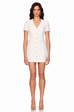 Nookie Tarsha Tweed Mini Dress - White Light and breezy summer dress