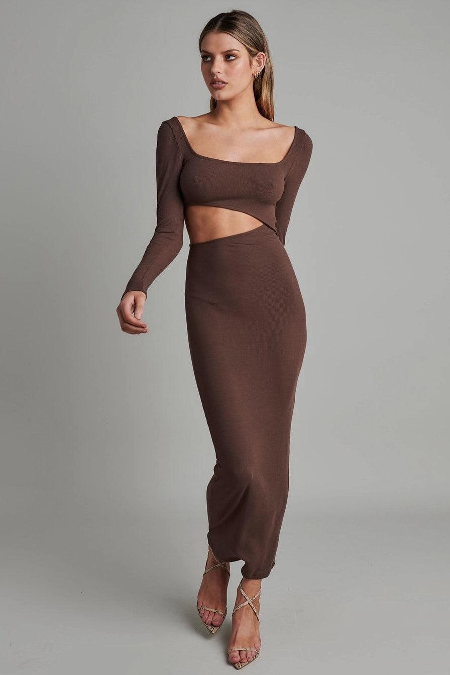 Minimal Fit Knot-Detail Angel Maxi Dress - Brown