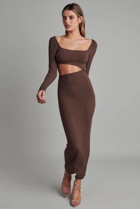 Minimal Fit Knot-Detail Angel Maxi Dress - Brown