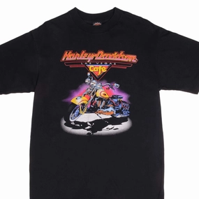 VINTAGE HARLEY DAVIDSON CAFE LAS VEGAS TEE SHIRT 1990S MEDIUM MADE USA Wrinkle Resistant Texture