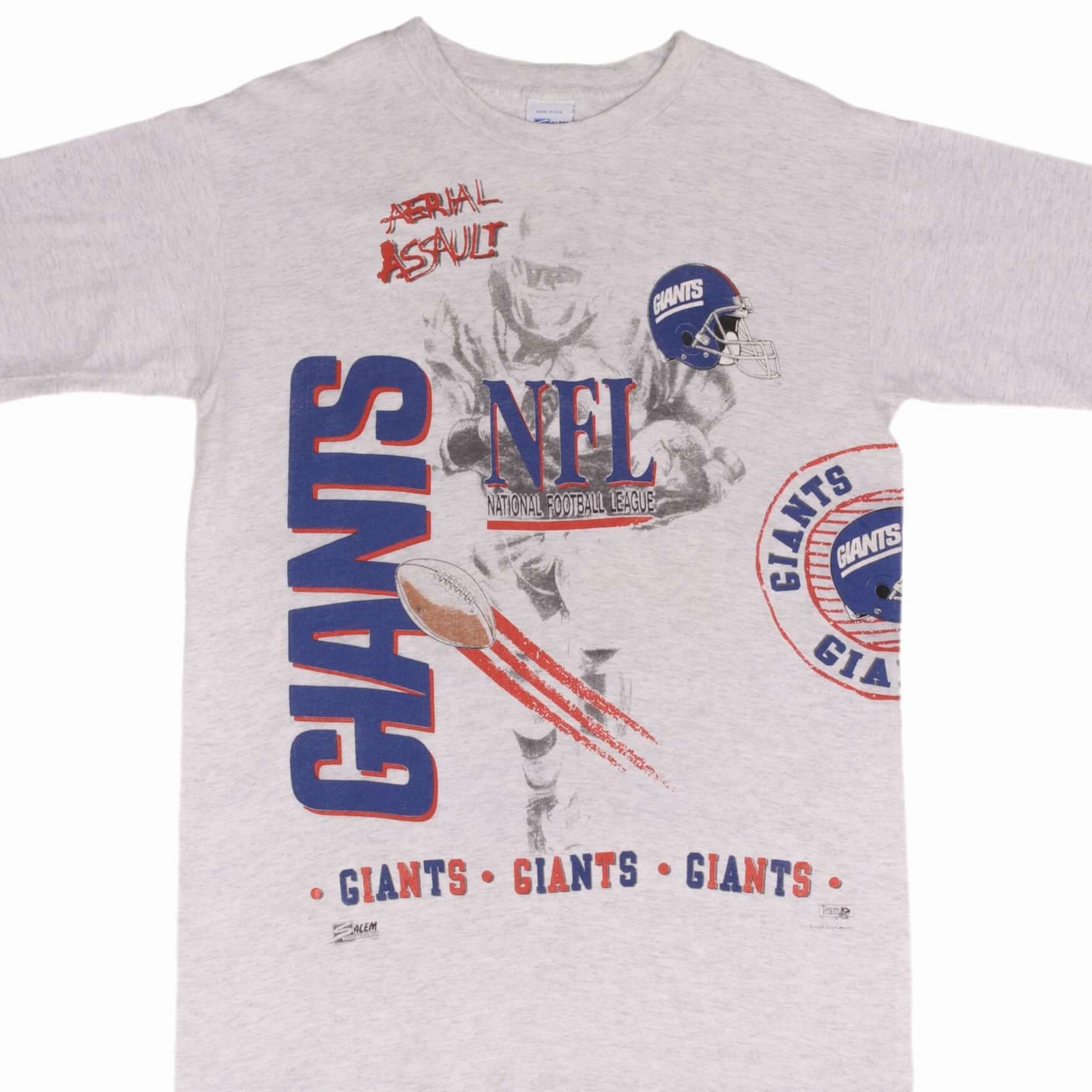 Essential Top Quick Fit VINTAGE NFL NEW YORK GIANTS ALL OVER PRINT 1994 TEE SHIRT MEDIUM MADE IN USA