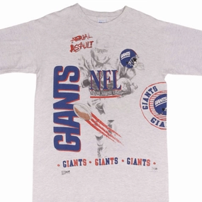 Essential Top Quick Fit VINTAGE NFL NEW YORK GIANTS ALL OVER PRINT 1994 TEE SHIRT MEDIUM MADE IN USA