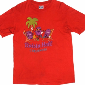 Sporty Look Wear Chill Vibes VINTAGE RAISIN HELL TEE SHIRT 1980s SIZE LARGE MADE IN USA