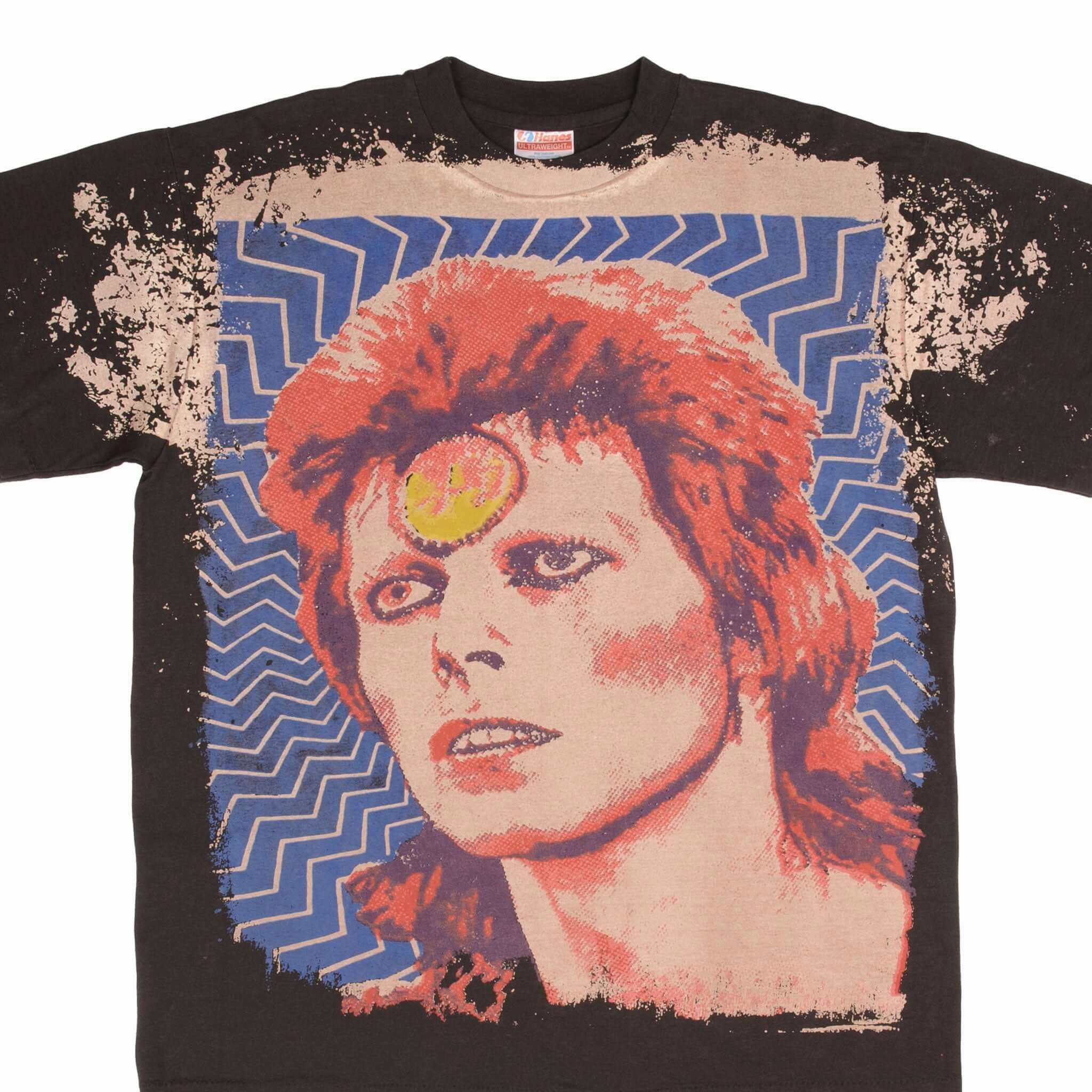 Tight fit sexiness Timeless Top BOOTLEG DAVID BOWIE MOSQUITOHEAD ALL OVER PRINT TEE SHIRT SIZE LARGE MADE IN USA