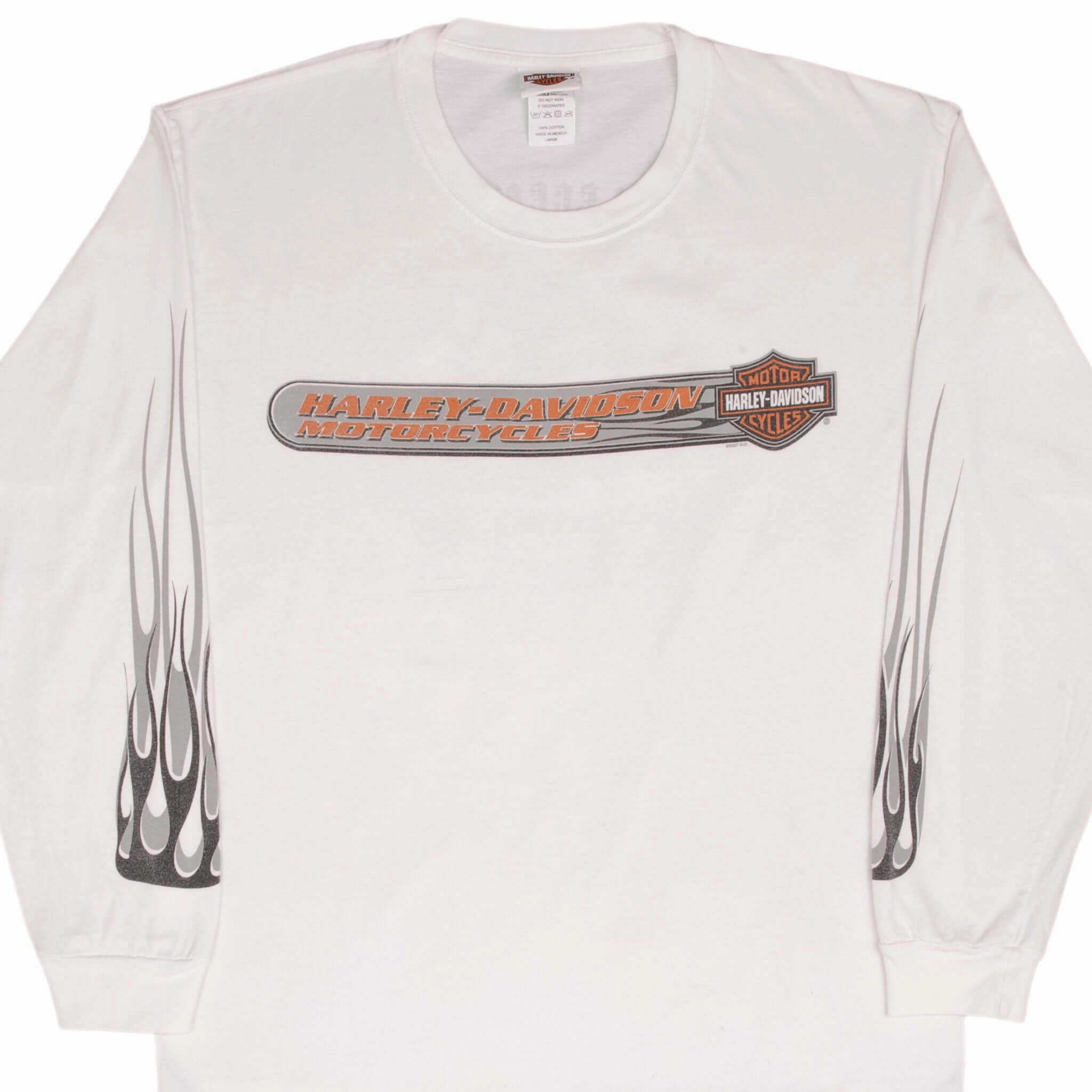 Street Trendy VINTAGE HARLEY DAVIDSON LONG SLEEVES FLAME TEE SHIRT 2007 SIZE LARGE