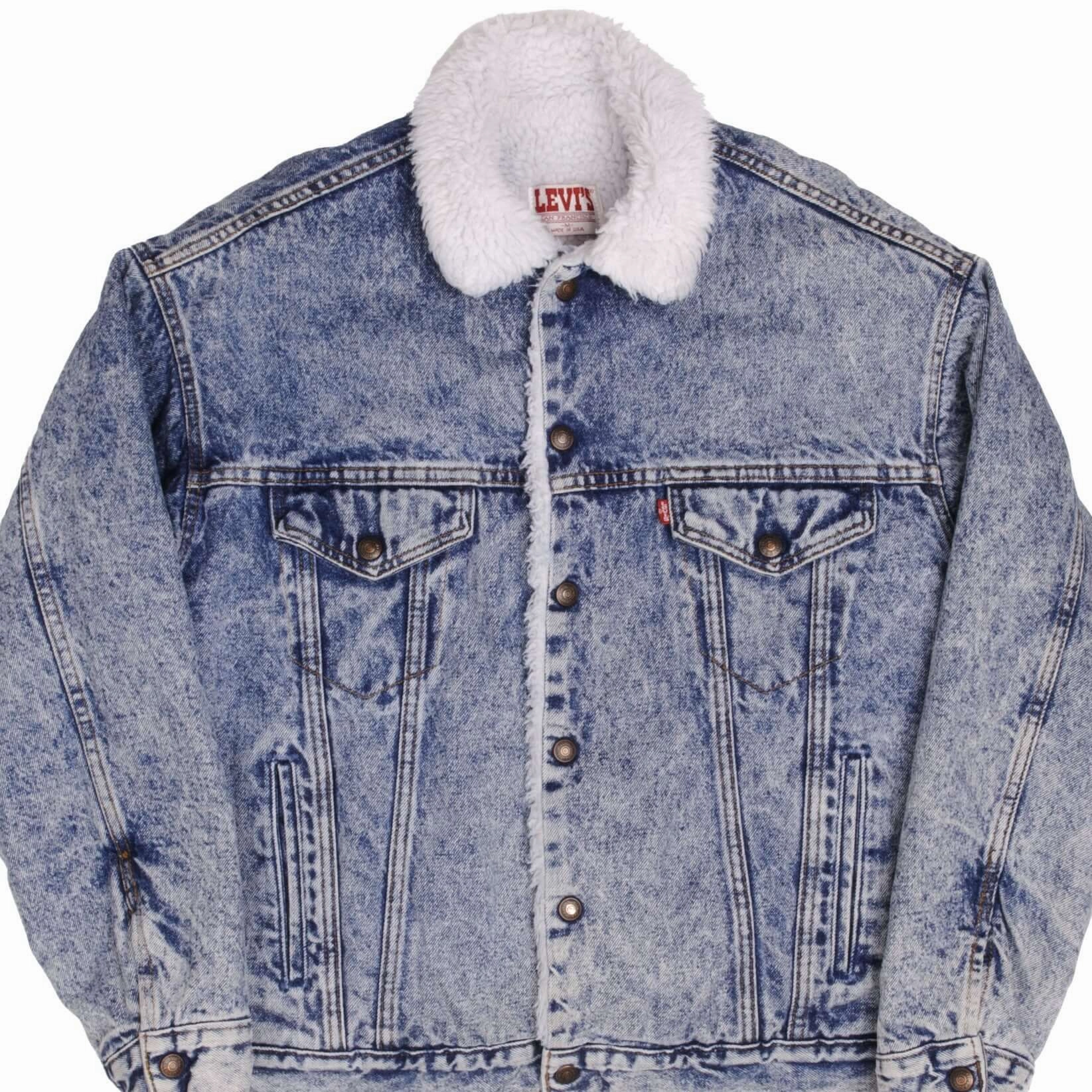 motorcycle Custom VINTAGE LEVIS SHERPA TRUCKER DENIM JACKET 1980's SIZE MEDIUM MADE IN USA