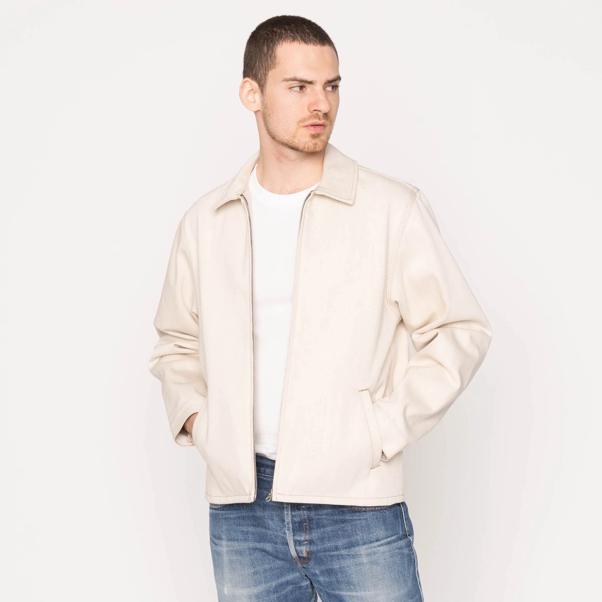 suitable for e commerce Zip Jacket - All Natural Ecru Foxfibre? Selvedge