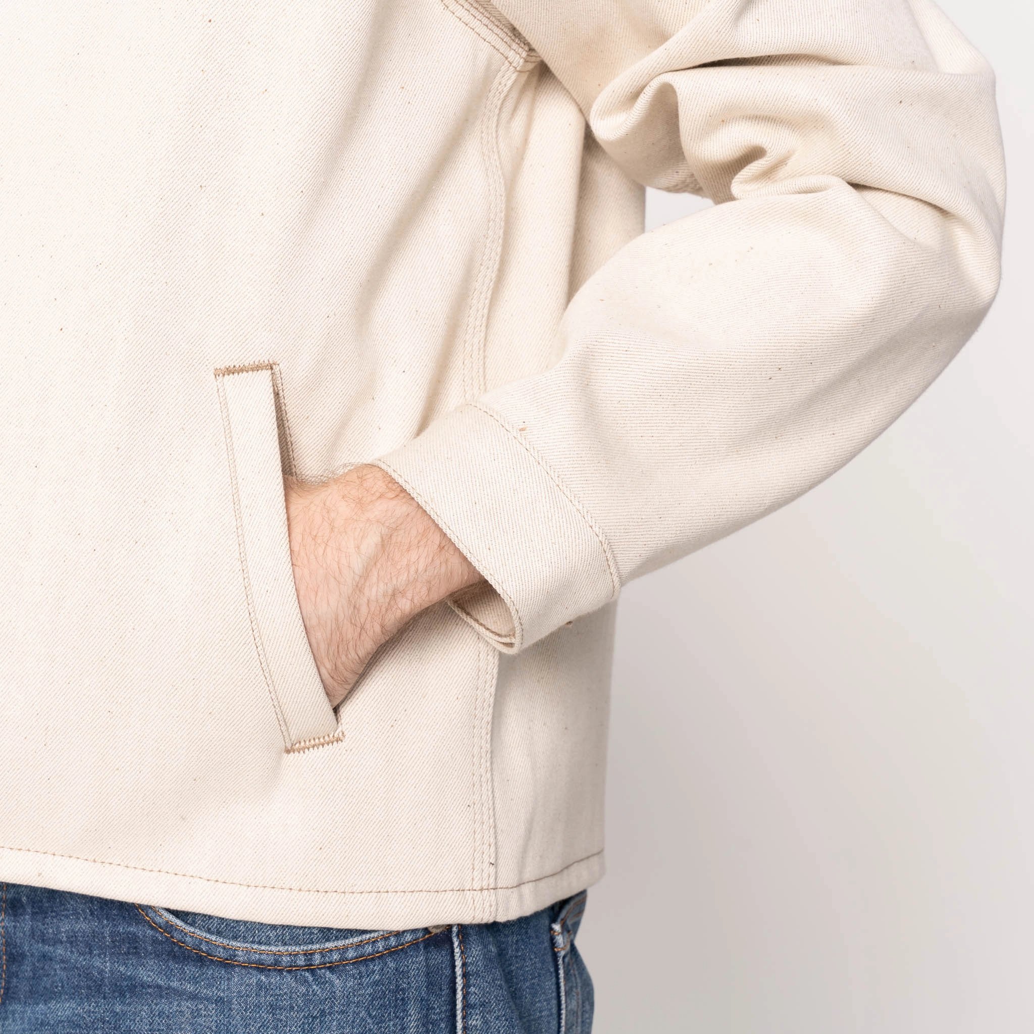 Zip Jacket - All Natural Ecru Foxfibre? Selvedge Protective Layering All-Weather Wear