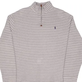 POLO RALPH LAUREN GRAY STRIPED QUARTER 1/4 ZIP SWEATER SIZE 2XL Chill Wearable