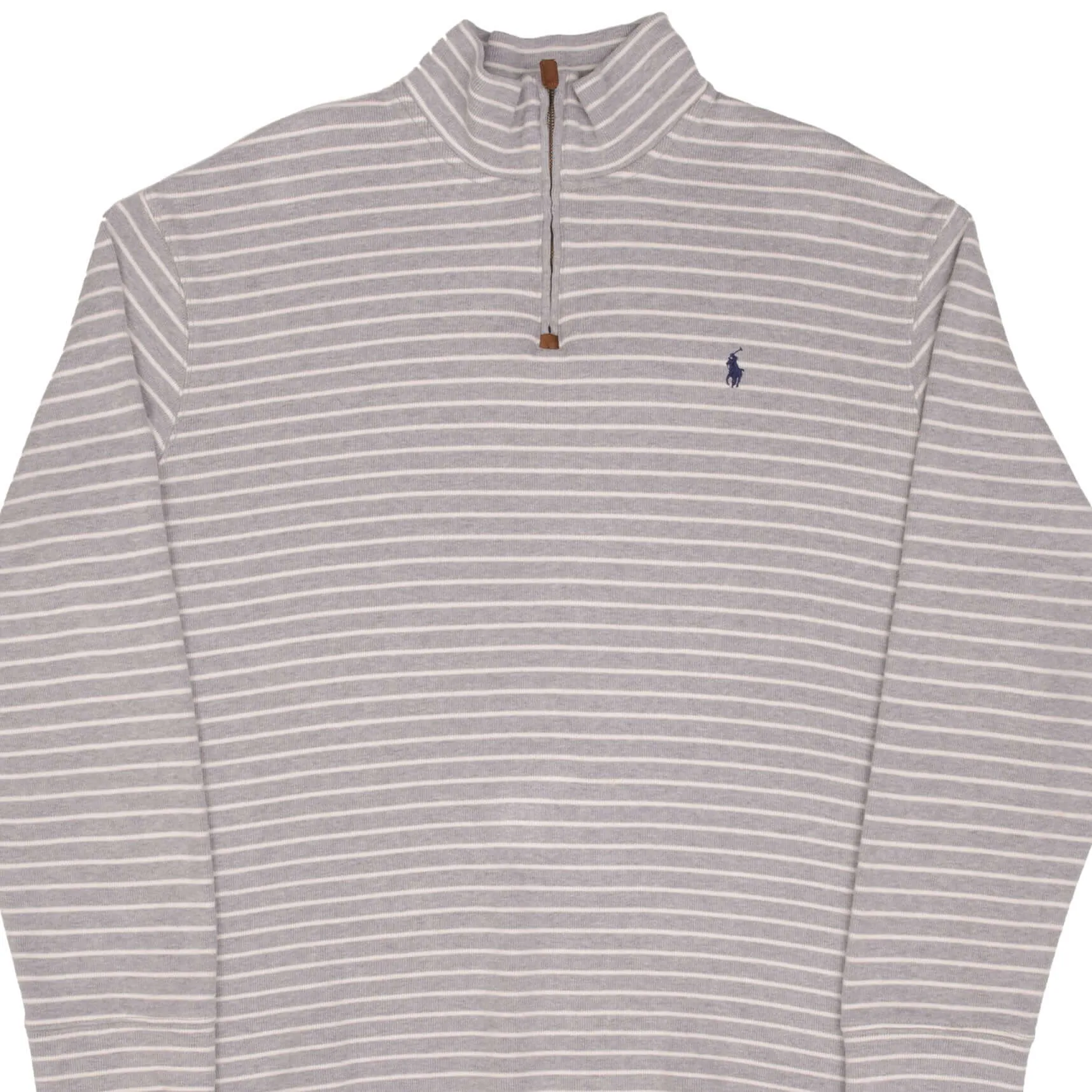 POLO RALPH LAUREN GRAY STRIPED QUARTER 1/4 ZIP SWEATER SIZE 2XL Chill Wearable