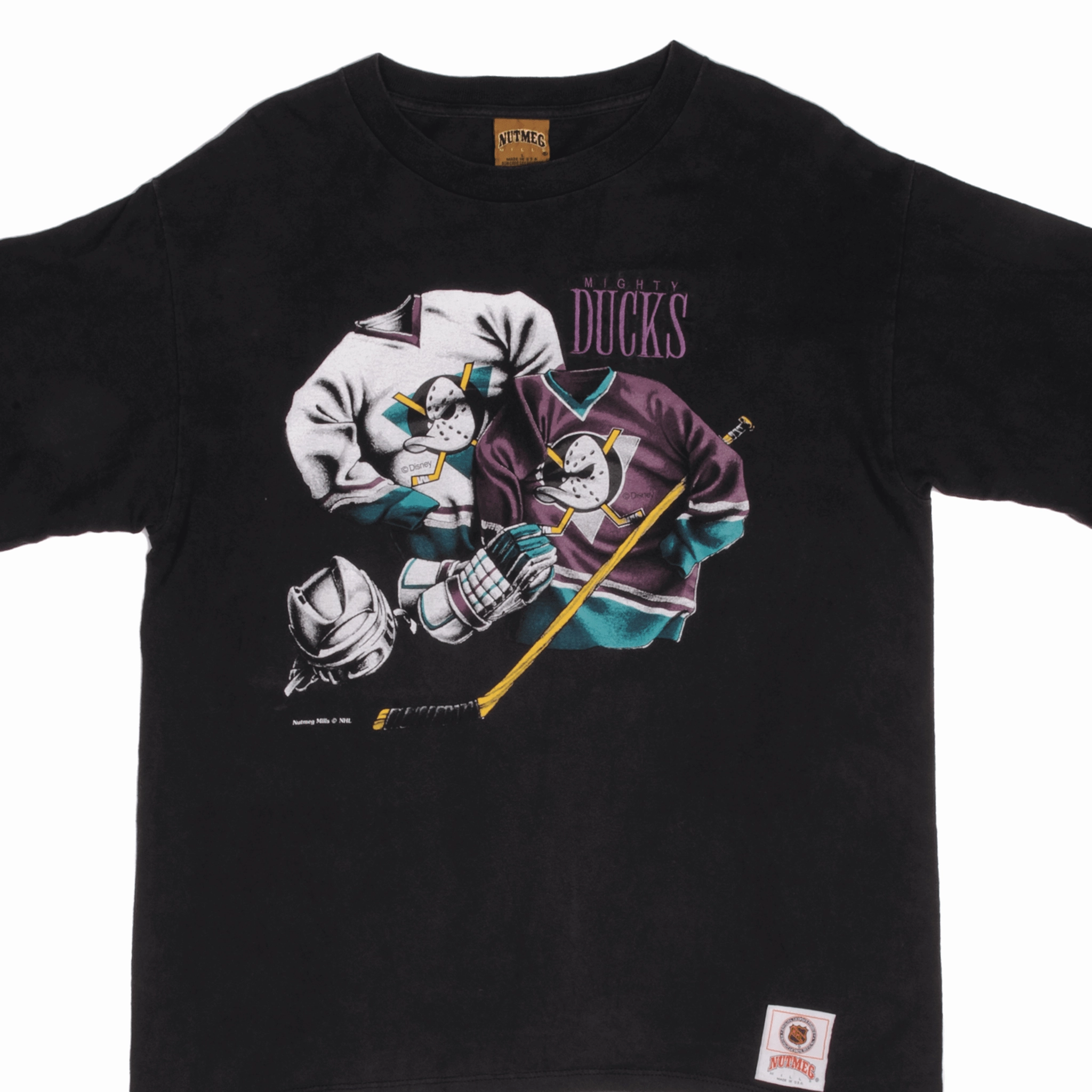 Low Profile Silhouette VINTAGE NHL ANAHEIM MIGHTY DUCKS DISNEY TEE SHIRT 1990S LARGE MADE USA