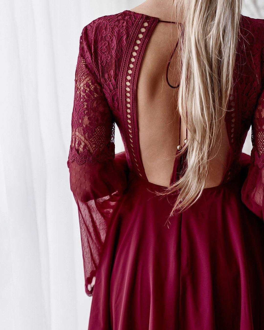 Elastic Fit Contrast-Piping Bethany Dress - Red