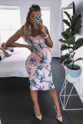 Tina Dress - Pink Print Breathable Material