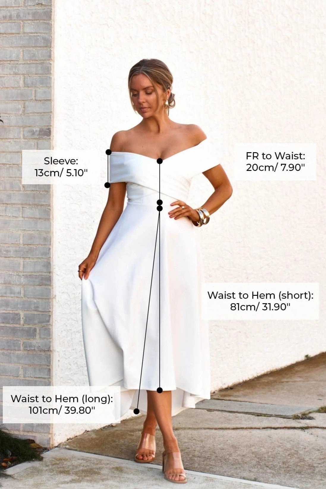 Sleek Feel ElasticWaistband Belina Dress - White