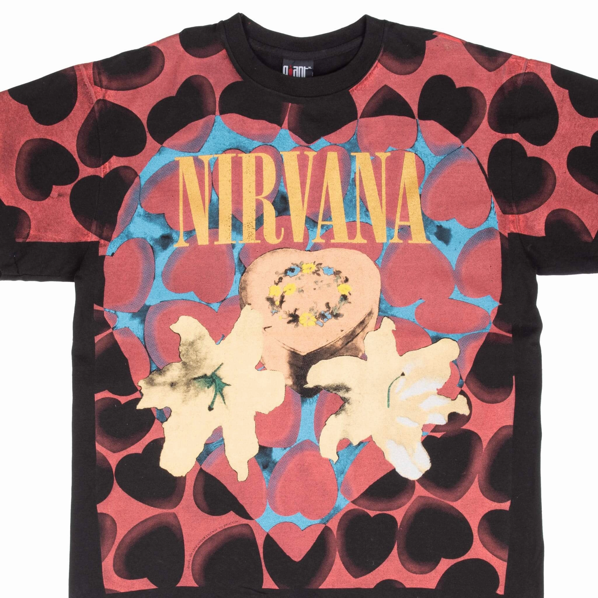Everyday Wear BOOTLEG ALL OVER PRINT NIRVANA HEART BOX 1993 TEE SHIRT XL MADE IN USA