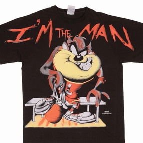 BOOTLEG ALL OVER PRINT TAZ IM THE MAN 1996 TEE SHIRT SIZE XL SINGLE STITCH Breathable Comfort Wear