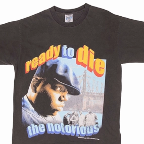 BOOTLEG RAP TEE SHIRT THE NOTORIOUS BIG READY TO DIE SIZE XL SINGLE STITCH Water Based Ink