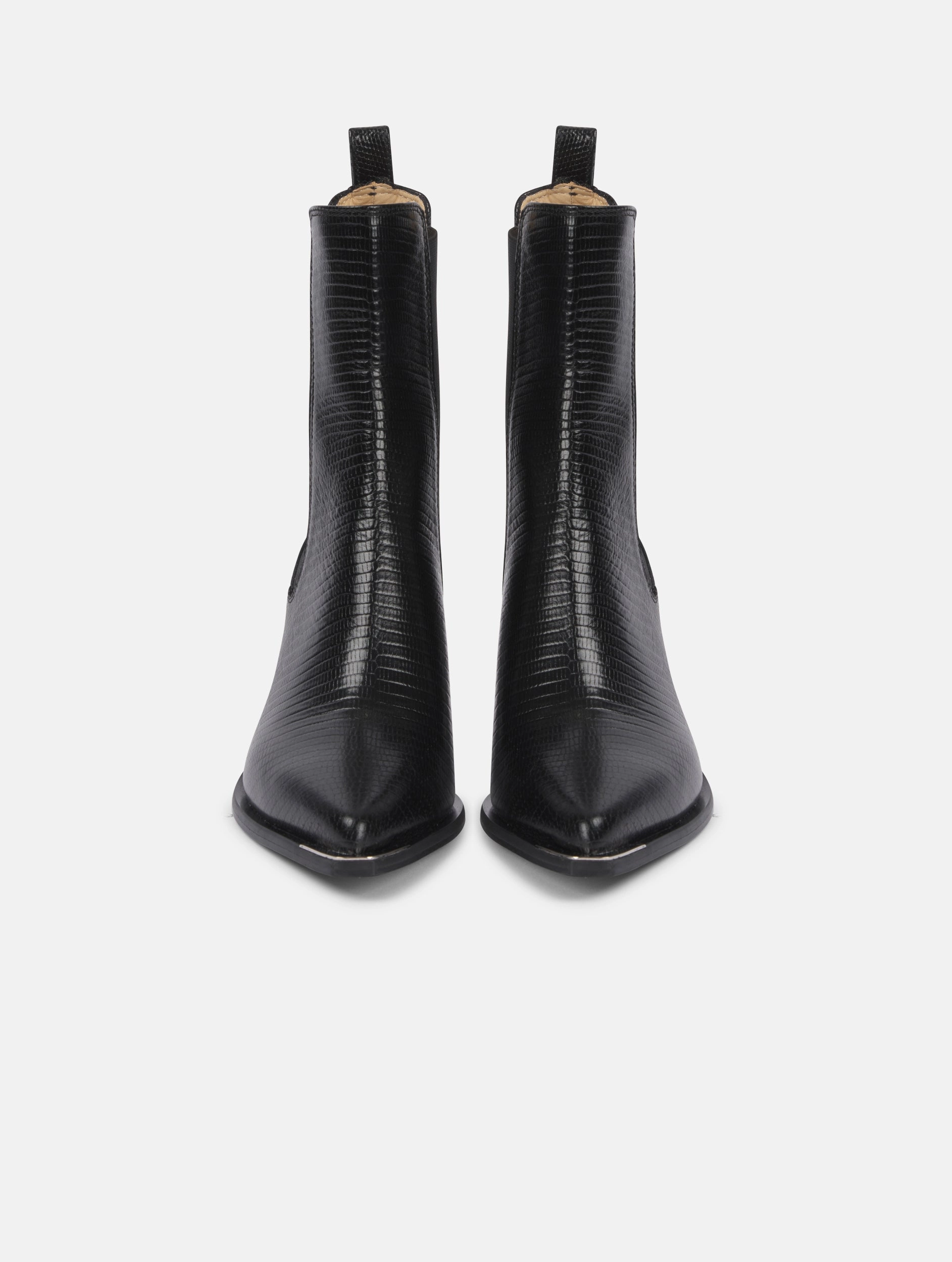 Pure White boots ??lastiqu??es en l??zard noir