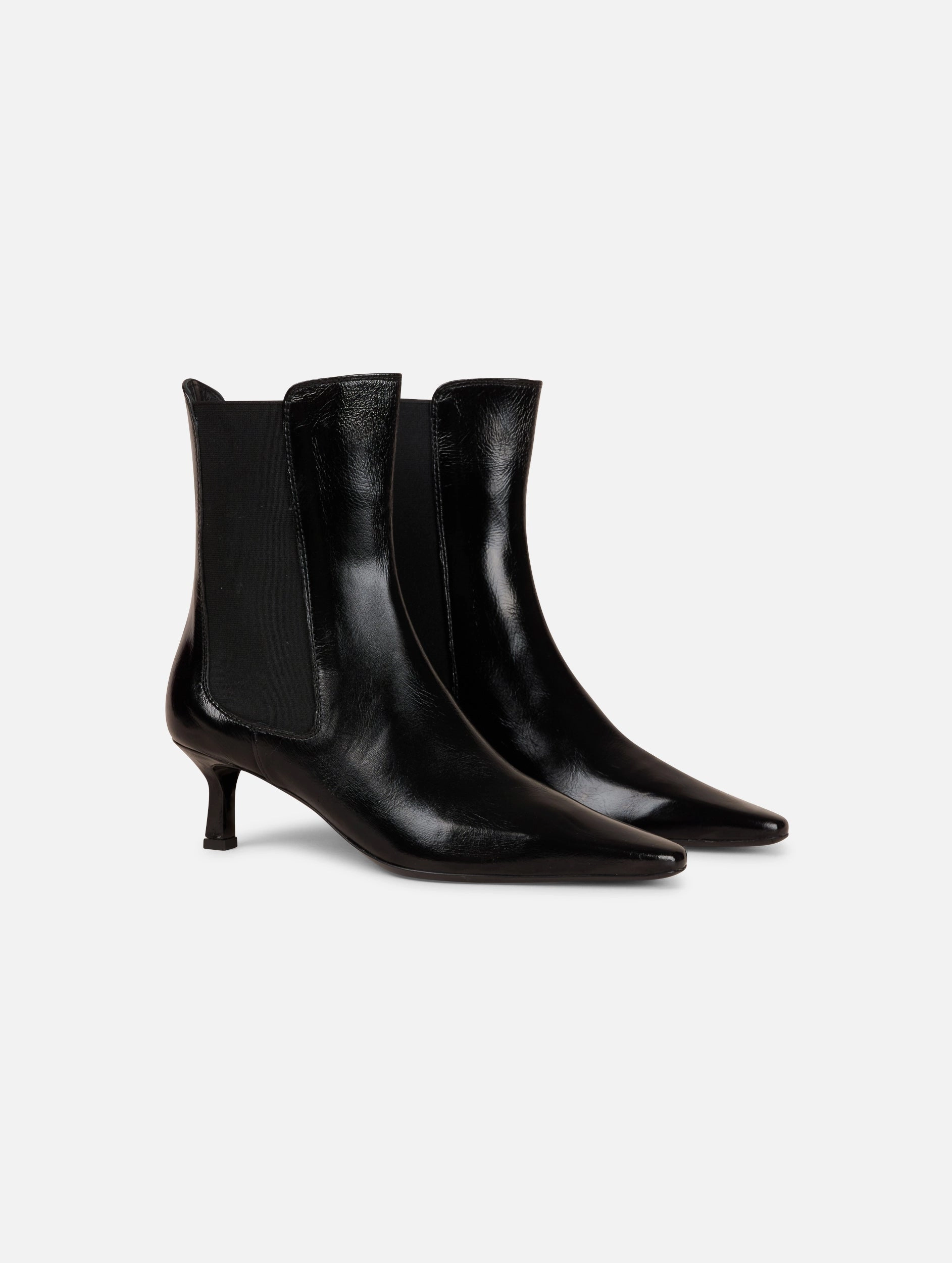 Boots ??lastiqu??s en cuir verni noir Quick Drying Windy Weather Matte Tone