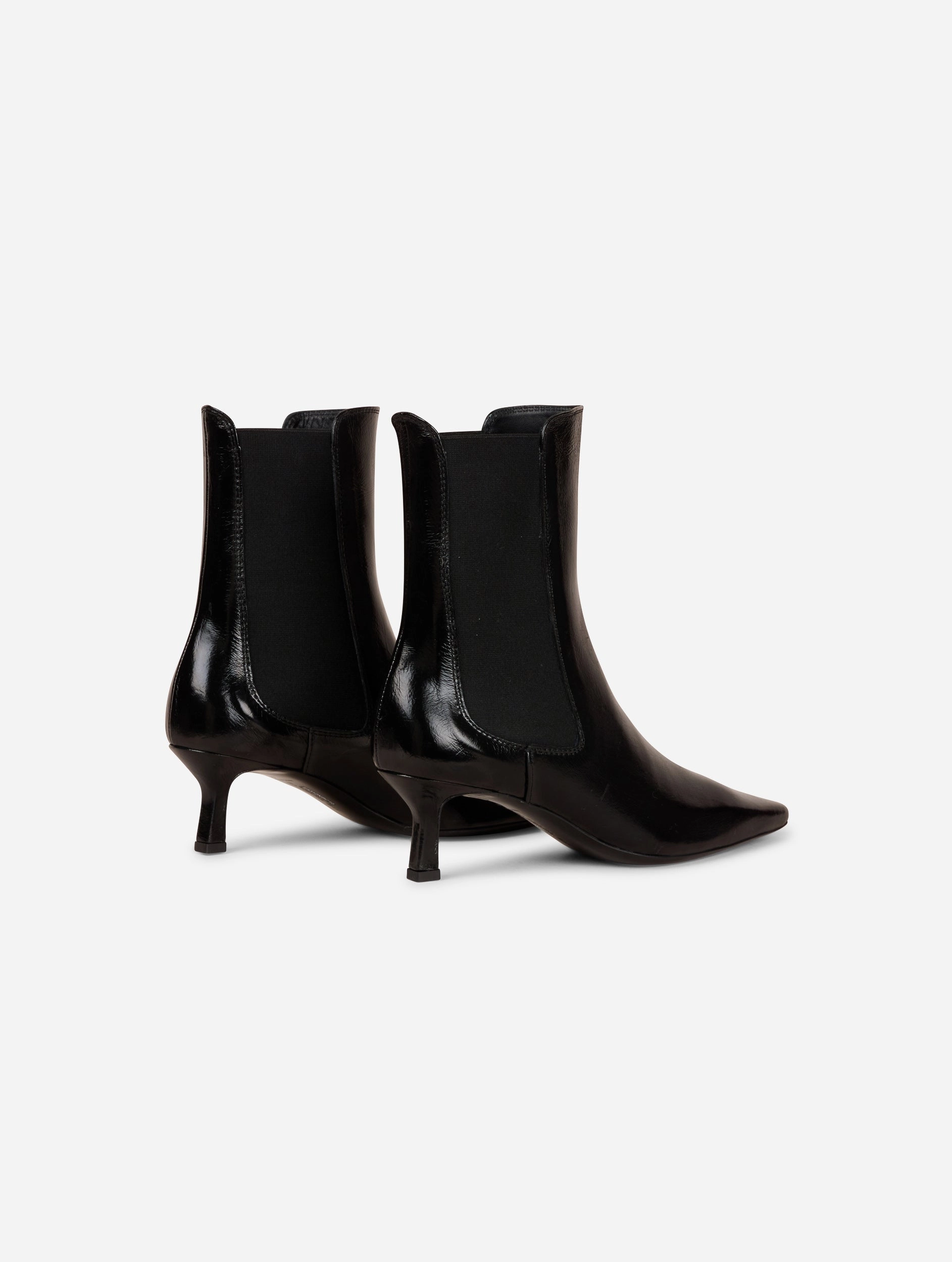 Casual Wear Boots ??lastiqu??s en cuir verni noir