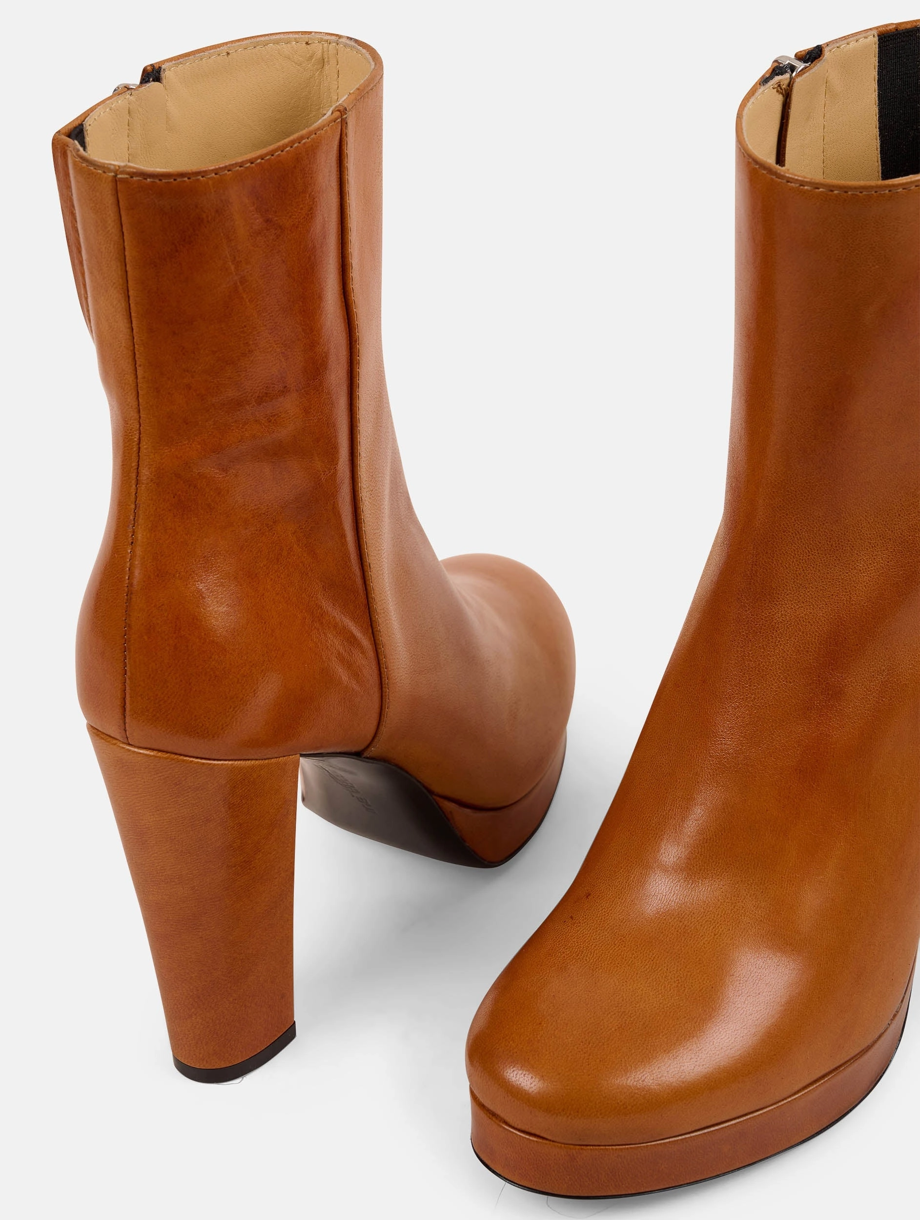 Boots ?? plateau en cuir caramel Soft Inner Lining