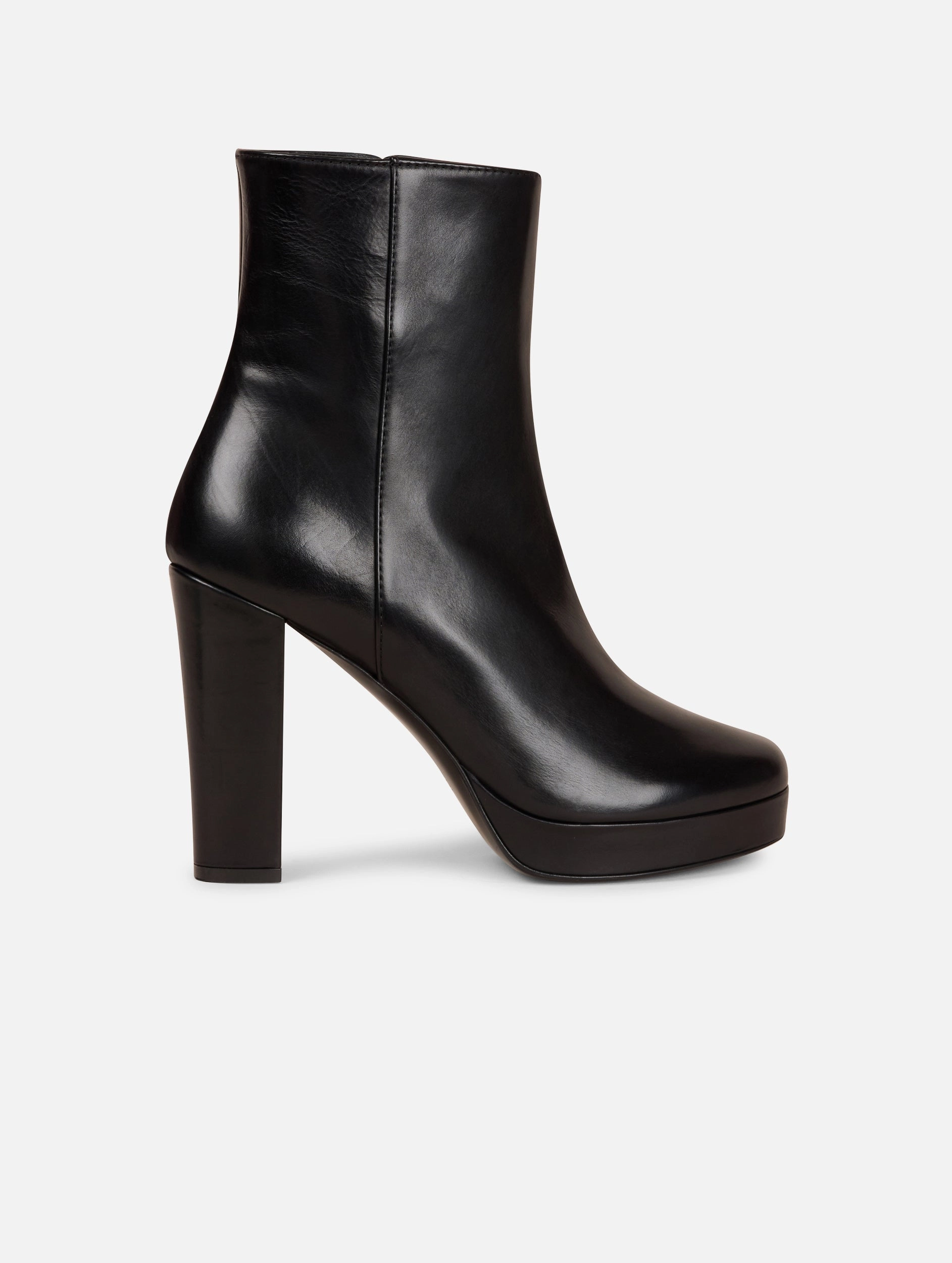Boots ?? plateau en cuir noir Metallic Buckle