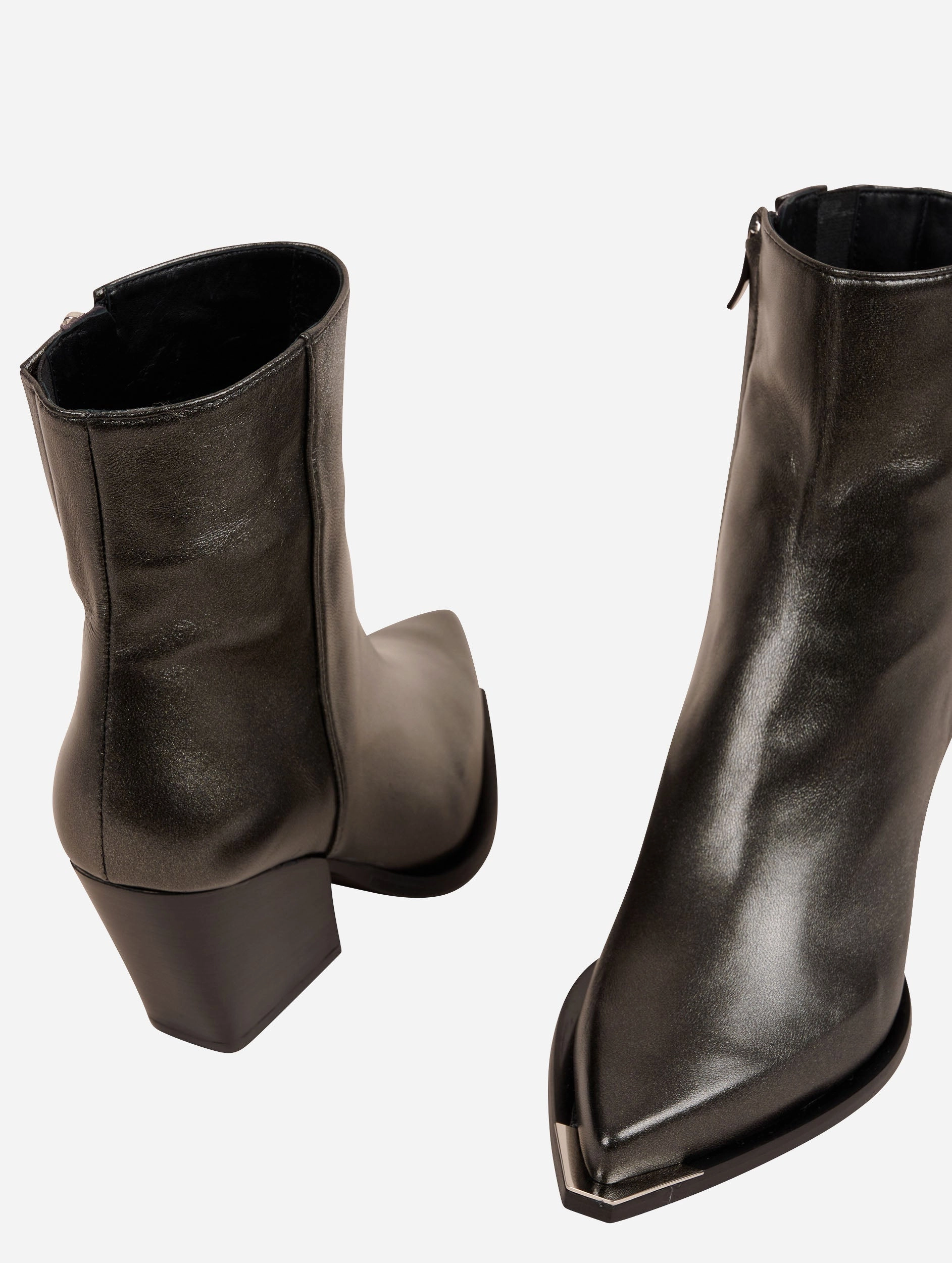 Boots en cuir m??tallis?? Solid Stitching