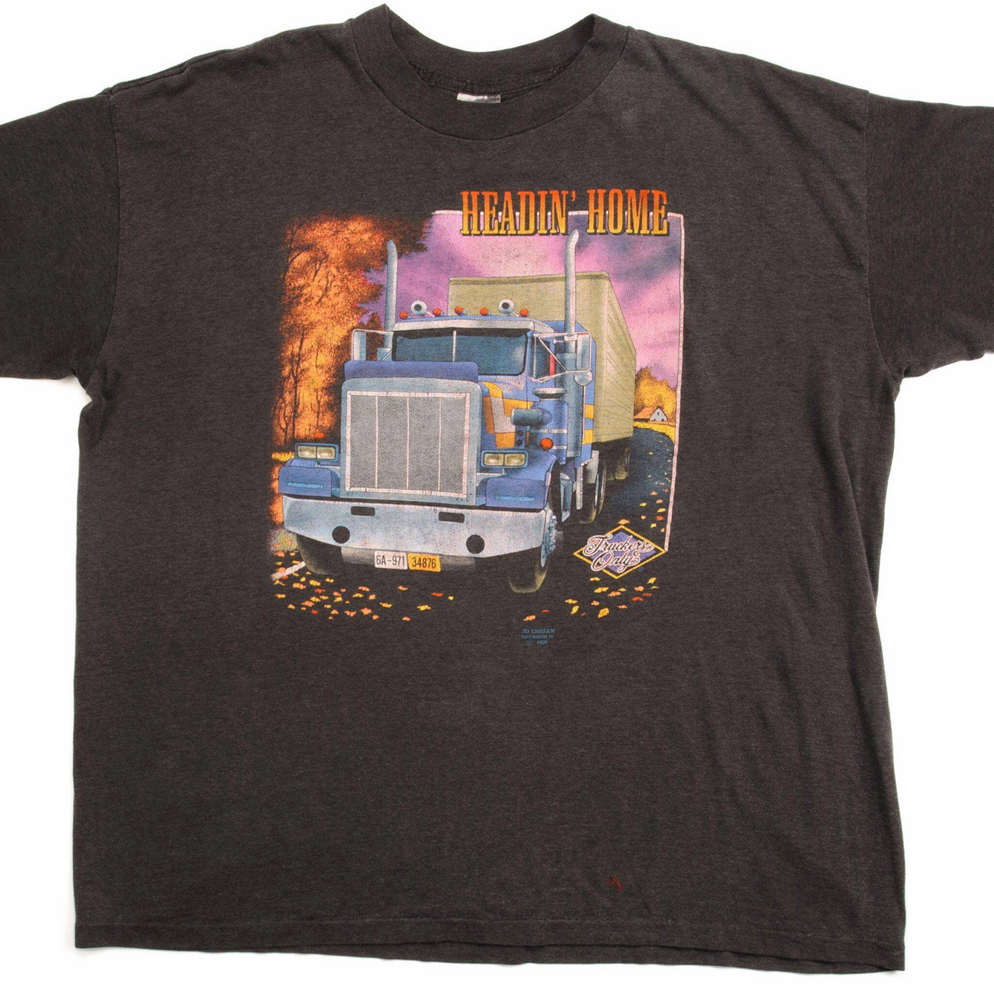 VINTAGE TRUCKERS ONLY TEE SHIRT BY 3D EMBLEM 1991 SIZE 2XL MADE IN USA Men's masculinity