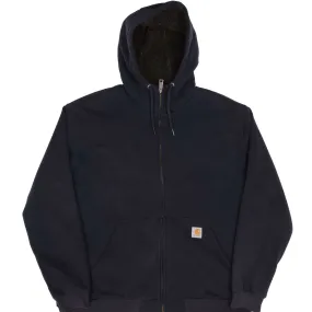 Kangaroo Pocket Style Wellness wear VINTAGE CARHARTT HEAVYWEIGHT SHERPA LINED FULL ZIP NAVY HOODIE SWEATSHIRT SZE XL