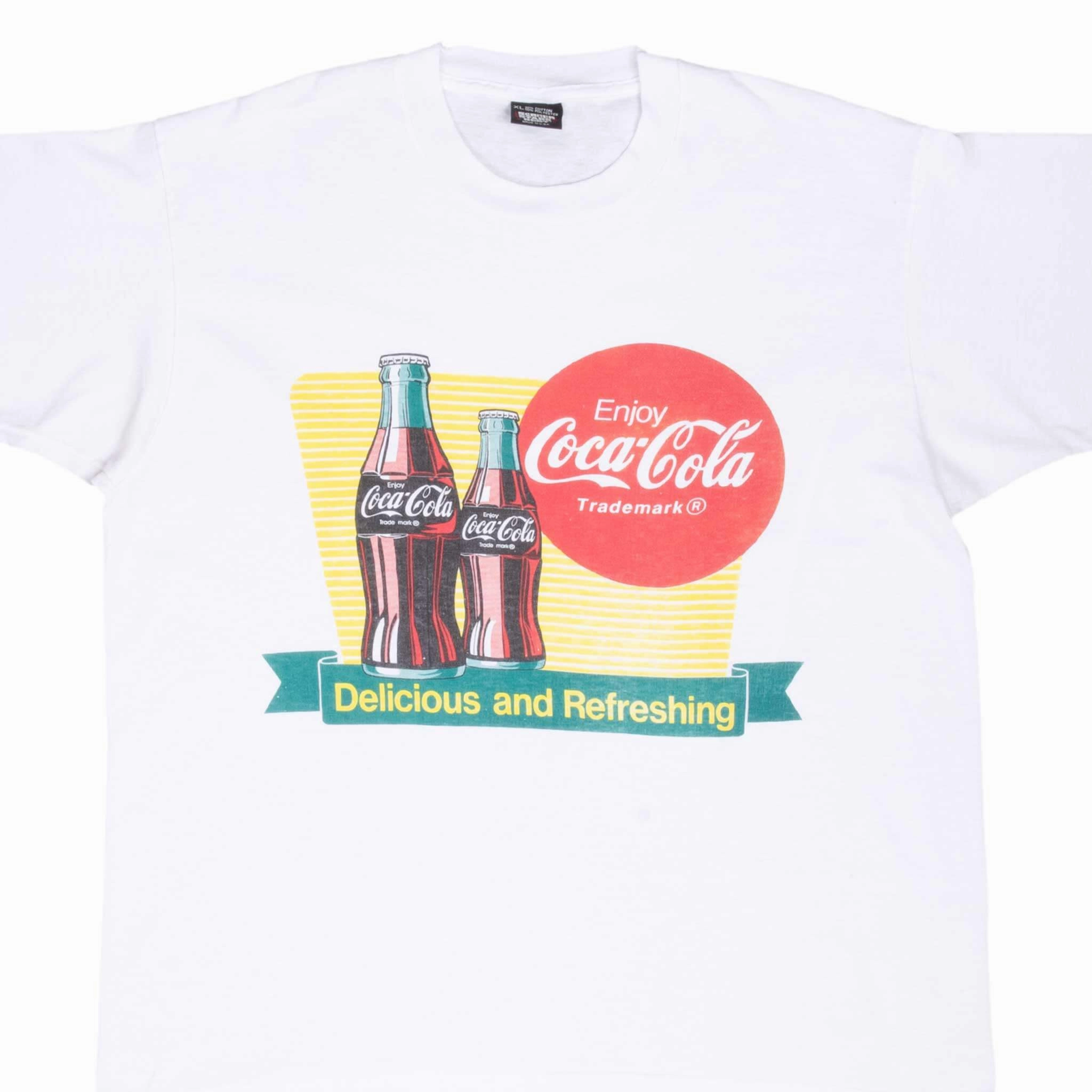 VINTAGE COCA COLA COMPANY WHITE TEE SHIRT 1980S LARGE Active Trend