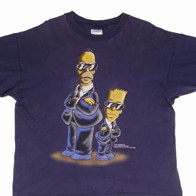 Comfy Waistband VINTAGE THE SIMPSONS HOMER AND BART SECRET AGENTS TEE SHIRT 1997 SIZE XL
