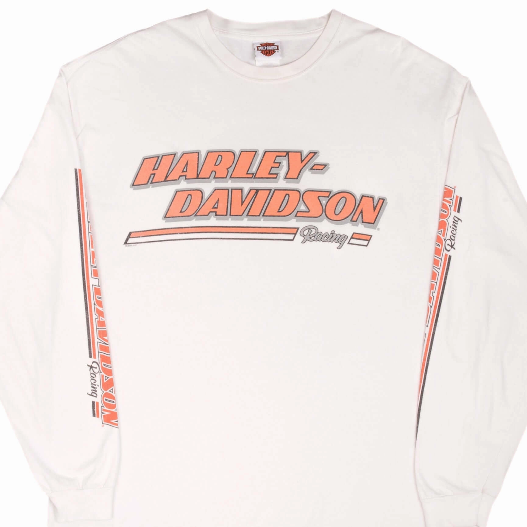 School spirit Microfiber texture VINTAGE HARLEY DAVIDSON RACING LONG SLEEVES TEE SHIRT SIZE XL