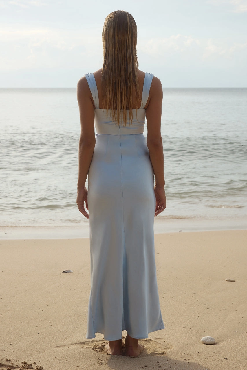 Margot Maxi Dress - Ice Blue Travel Staple Cool Motion