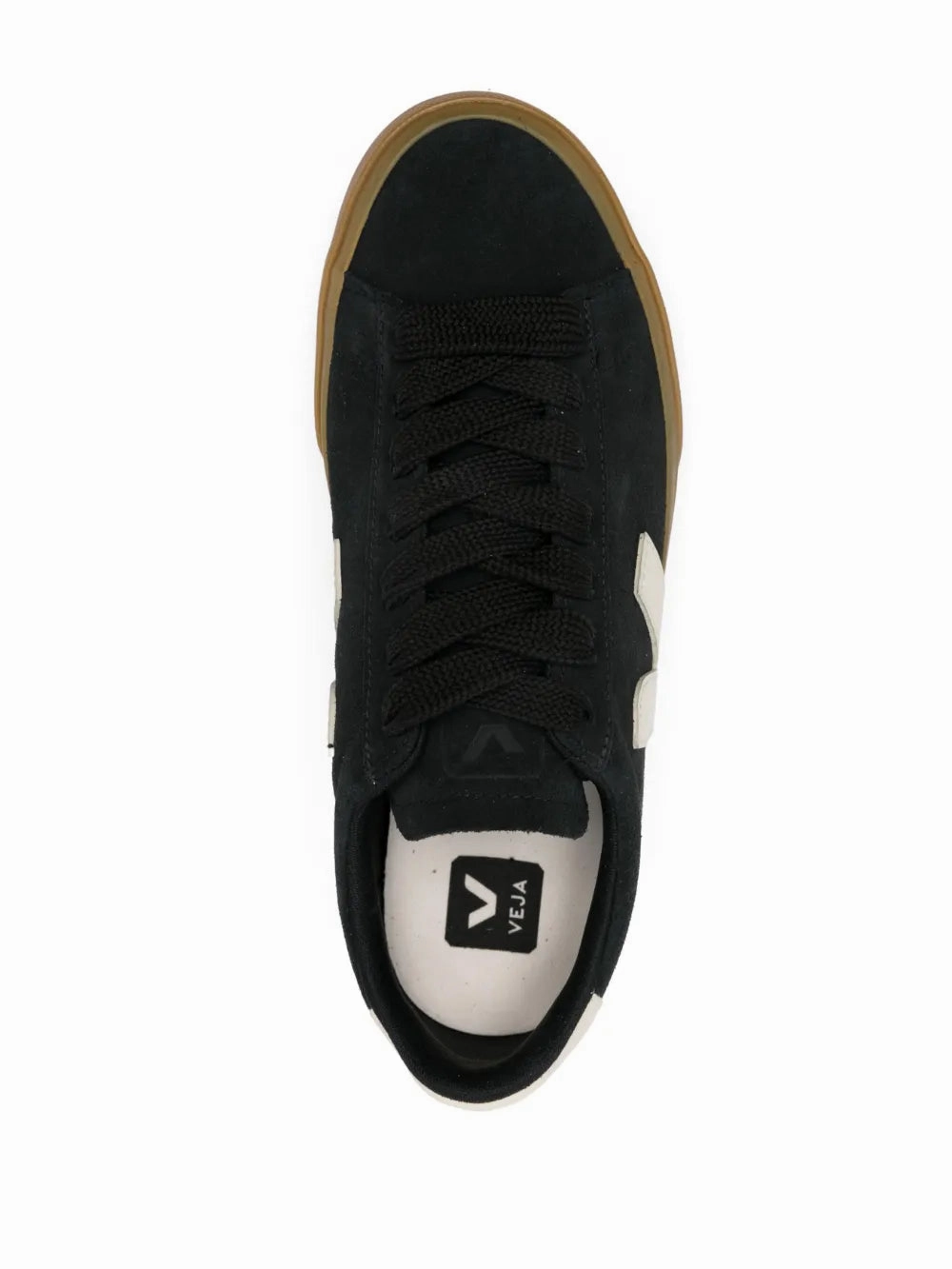 Heel Support System running in a tennis court area shoes Campo Bold Suede in Black Pierre