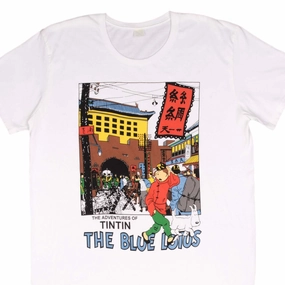 VINTAGE THE ADVENTURES OF TINTIN THE BLUE LOTUS TEE SHIRT SIZE XL Midweight Knit