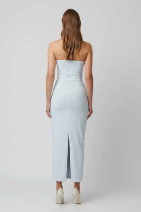 Rozela Dress - Ice Blue Soft Tone Subtle Stitch