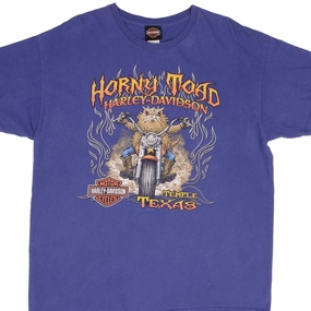 Trendy Casual Wear Pre Shrunk Fabric VINTAGE HARLEY DAVIDSON HORNY TOAD TEE SHIRT 2007 SIZE XL