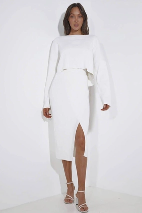 Cotton Touch Cece Knit Set - White